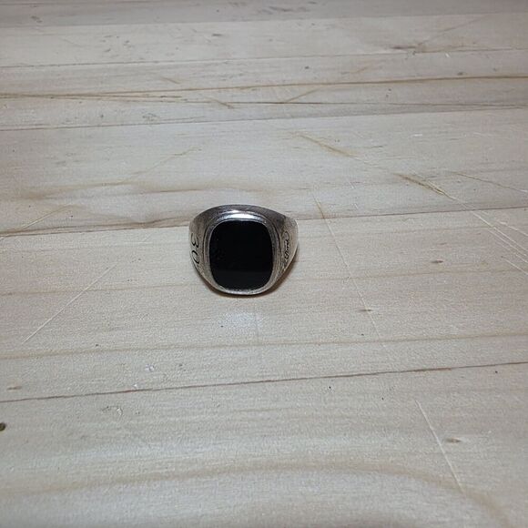 Ford Motors 30th Anniversary Sterling Silver Onyx Award Signet Ring Size 11 16G - Picture 2 of 9